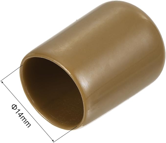 uxcell 20pcs Rubber End Caps 14mm ID Vinyl PVC Round Tube Bolt Cap Cover Screw Thread Protectors Light Brown - Image 3