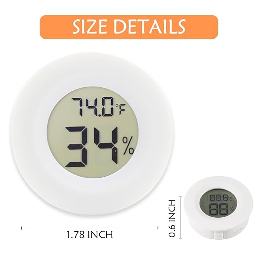 10-Pack Mini Thermometer Hygrometer, Small Digital Electronic Temperature Humidity Meters Gauge Indoor LCD Display for Greenhouse, Garden, Cellar, Fridge, Mason Jar(White) - Image 5