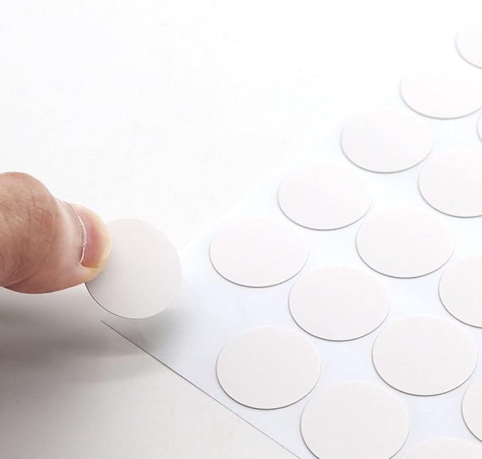 Self-Adhesive Screw Hole Stickers PVC Cover Caps Dustproof for Wooden Furniture Cabinet 21mm 2 Sheets/108 Pcs White - Image 3