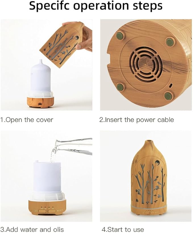 3 Essential Oil Diffuser Set,7.1''x3.5'' Aromatherapy Diffusers,Desk Humidifiers for Office,Small 200ml Humidifier with 7 LED Colors Night Lights,Waterless Auto-Off for Home Decor Gift (Tree) - Image 7