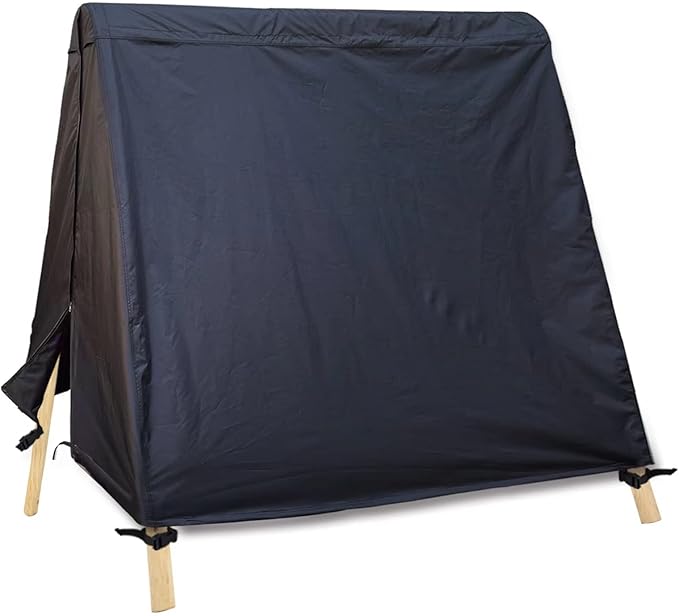 Patio Swing Cover A-Frame Swing Covers Waterproof 3 Seat UV Resistant Weather Protector for Outdoor Courtyard Patio Furniture Black by SlanArrow