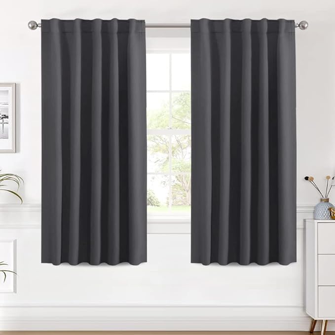 H.VERSAILTEX Blackout Curtains Thermal Insulated Window Treatment Panels Room Darkening Blackout Drapes for Living Room Back Tab/Rod Pocket Bedroom Draperies (2 Panels, Charcoal Gray, 42 x 63 Inch) by HVERSAILTEX
