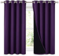 NICETOWN Kitchen Full Blackout Curtain Panels, Super Thick and Soft Insulated Window Covers, 100% Blackout Draperies with Black Backing for Cafe Window (Royal Purple, Set of 2 PCs, 52 by 54-inch) by NICETOWN