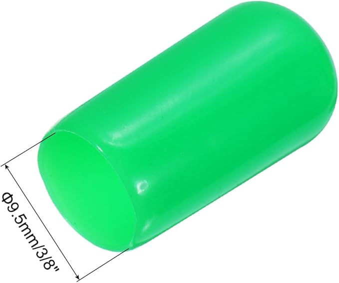 uxcell 20pcs Rubber End Caps 9.5mm(3/8") ID Vinyl PVC Round Tube Bolt Cap Cover Screw Thread Protectors Green - Image 3