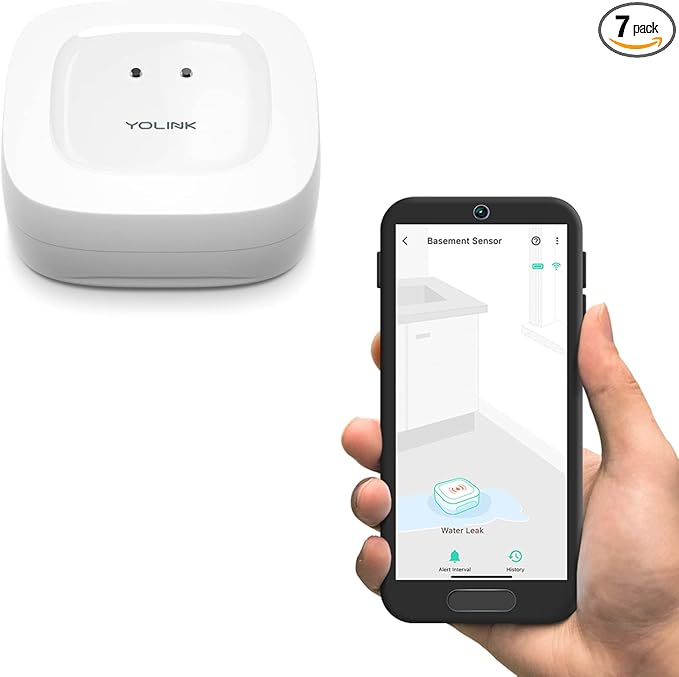 YoLink Water Leak Detector, 1/4 Mile World's Longest Range, Wireless Smart Water Leak Sensor, Alexa, IFTTT, Hub Required by YoLink