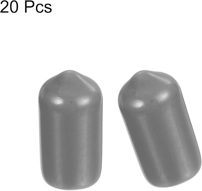 uxcell 20pcs Rubber End Caps Protective Caps 8.5mm ID Vinyl PVC Round Tube Bolt Cap Cover Screw Thread Protectors, Light Grey - Image 2
