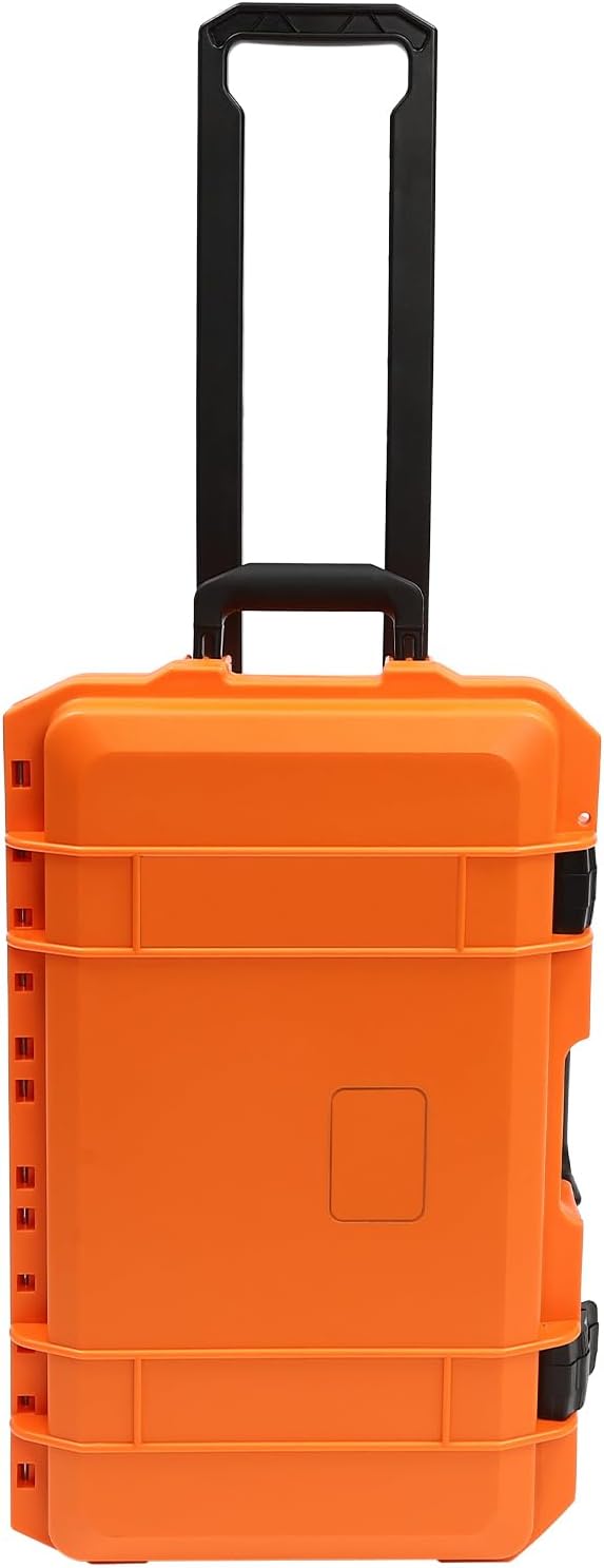 22" Weatherproof Hard Case Rolling Waterproof Case Dry Box with Foam Protective Cases Shockproof Hard Travel Cases For Cameras Lenses Electronic Equipment (Orange) by Titunjian