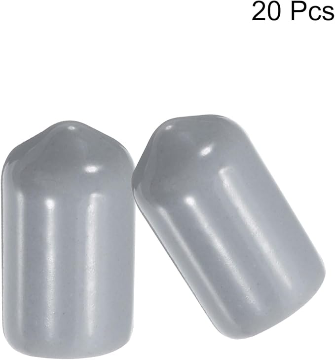 uxcell 20pcs Rubber End Caps 9.5mm(3/8") ID Vinyl PVC Round Tube Bolt Cap Cover Screw Thread Protectors Grey - Image 2