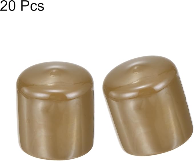 uxcell 20pcs Rubber End Caps 39mm(1 1/2") ID Vinyl PVC Round Tube Bolt Cap Cover Screw Thread Protectors Light Brown - Image 2