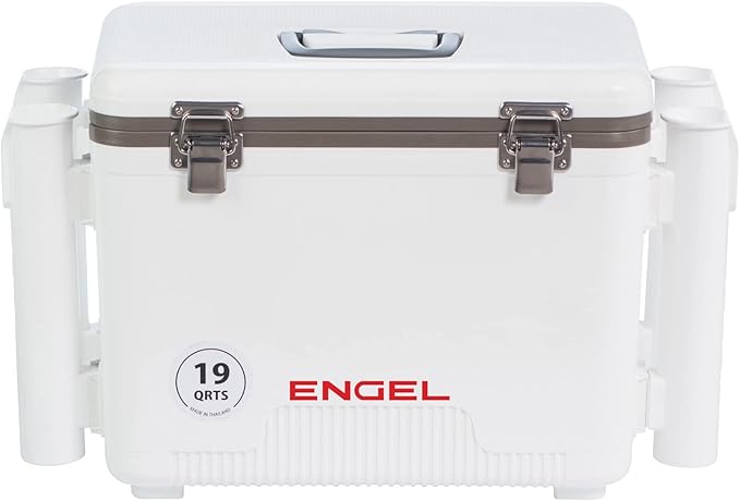 Engel UC19 19qt Leak-Proof, Air Tight, Fishing Drybox Cooler with Built-in Fishing Rod Holders, Also Makes The Perfect Small Hard Shell Lunchbox for Men and Women by ENGEL
