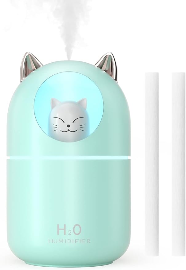 Cool Mist Humidifier,300ml Mini Humidifiers with Night Light,Waterless Auto-Off Air Humidifier,20dB Quiet Humidifiers for Bedroom,Car, Plant for Girl Boy by NORHOM