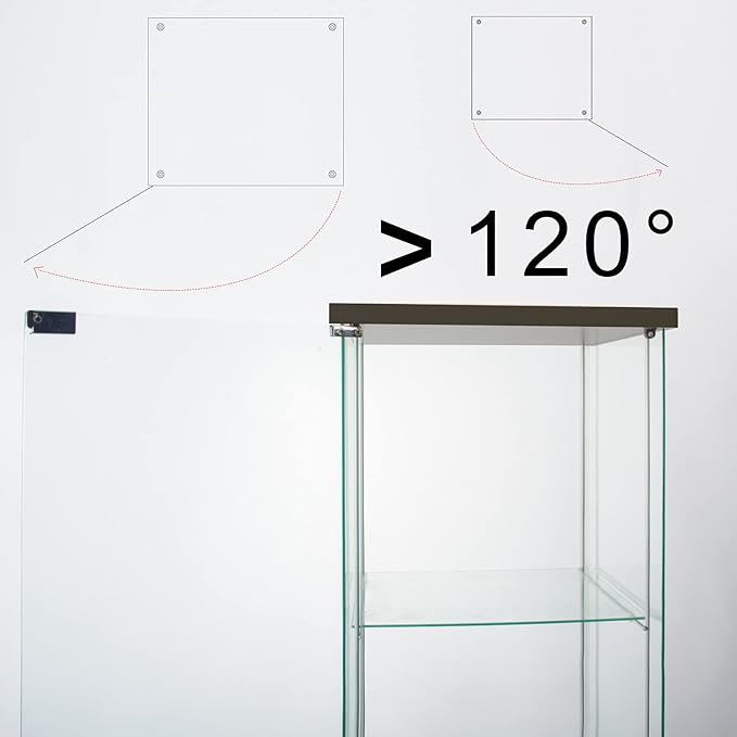 Yoluckea 4 Shelves Glass Display Cabinet with Door, Curio Collection Glass Display Case for Home Office, Floor Standing Bookshelf Corner Cabinet for Book, Toys, Glory(Black) - Image 7