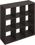 Furinno Simple Cube Storage Organizer, 9-Cube Display Shelf, Open Back Shelving Unit, Storage Shelves, Extra Thick Frame, for Organization and Storage, Living Room, Home Office, Dark Oak by Furinno-FitsYourSpaceFitsYourBudget