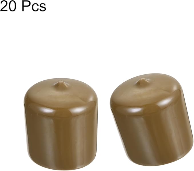uxcell 20pcs Rubber End Caps 33mm(1 5/16") ID Vinyl PVC Round Tube Bolt Cap Cover Screw Thread Protectors Light Brown - Image 2