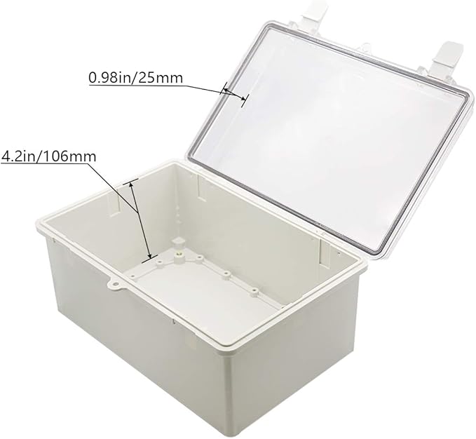 Zulkit Junction Box ABS Plastic Dustproof Waterproof IP65 Electrical Boxes Hinged Shell Outdoor Universal Project Enclosure Clear Cover with 2 Cable Glands 11.4 x 7.5 x 5.5 inch(290x190x140mm) - Image 4