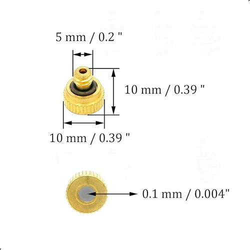 10Pcs Brass Misting Nozzle - 0.004" Orifice (0.1mm) Dia 10/24 UNC Replacement Heads for Outdoor Cooling System (0.1mm) - Image 2