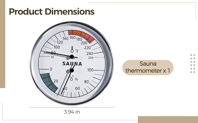 Sauna Thermometer Hygrometer, 2 in 1 Fahrenheit Thermometer Hygrometer for Sauna Room, Indoor Humidity Temperature Monitor Gauge Sauna Accessories - Image 6