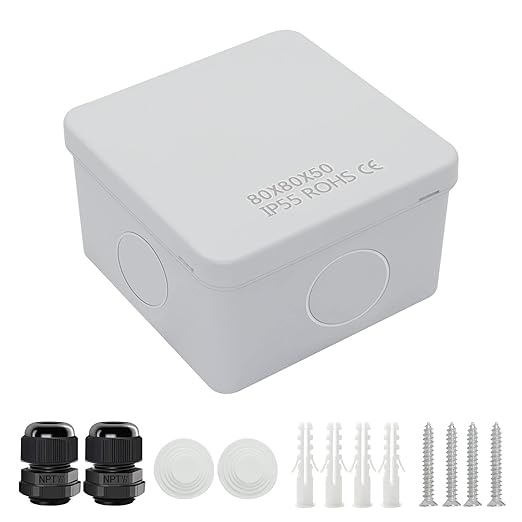 LeMotech Junction Box, Electrical Box IP65 Water Resistant Dustproof ABS Plastic Project Enclosure for Electronics White 3.1 x 3.1 x 1.9 inch by LeMotech