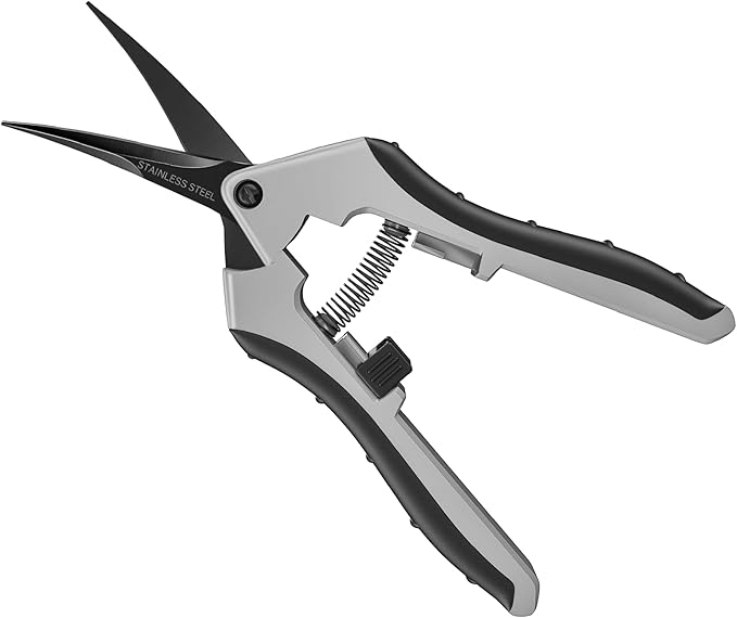 6.5" Ultra Sharp Pruning Shears - Professional Garden Scissors with Curved Stainless Steel Blades, Ergonomic Handle, Rust Resistant, Safety Lock, Trimming Scissors for Plants in Grow Tents,1-Pack by URADVANCE