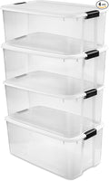 Sterilite 4-Pack Ultra Latching Box, Storage Bins with Lids, Clear Plastic, 116 Quart - Heavy-Duty Organizing Containers for Closet, Bathroom, and Office by Sterilite