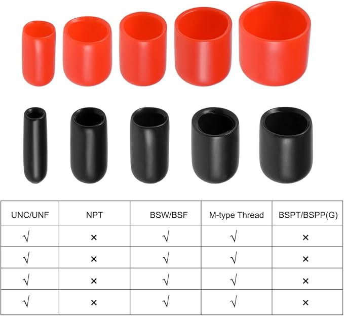 uxcell 20pcs Rubber End Caps 1/4"(6mm) ID Vinyl Round Tube Bolt Cap Cover Thread Protectors Black - Image 5