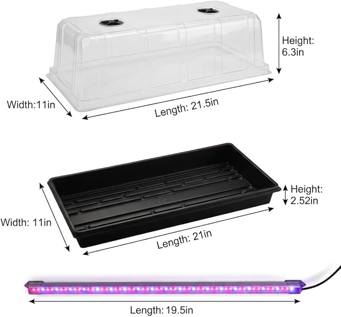 1020 Seed Tray with Grow Lights - 4-Pack 6.3" Extra High Humidity Dome & Heavy Duty Propagation Tray, 8-Pack Integrated 96 Full Spectrum LED with Timer/5 Dimmable Levels, Reusable Greenhouse Kit - Image 7
