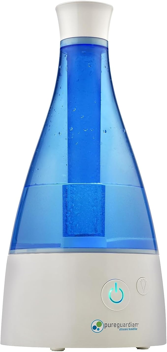 PureGuardian Ultrasonic Cool Mist Humidifier, 30 Hrs. Run Time, 0.5 Gal. Tank Capacity, 350 Sq. Ft. Coverage, Small Rooms, Quiet, Filter Free, Silver Clean Treated Tank, H940AR - Image 3