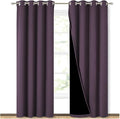 NICETOWN 100% Blackout Curtains 84 inches Long, Plum, 52 inches Wide, Pair of Energy Smart & Noise Blocking Out Drapes for Baby Room Window, Thermal Insulated Guest Room Lined Window Dressing by NICETOWN