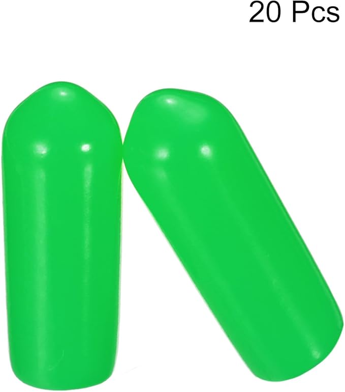 uxcell 20pcs Rubber End Caps 5mm(3/16") ID Vinyl PVC Round Tube Bolt Cap Cover Screw Thread Protectors Green - Image 2