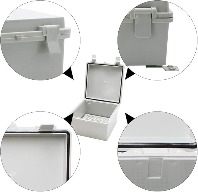 MAKERELE Waterproof Junction Box Outdoor Junction Box ABS Plastic Waterproof Universal Electrical Project Box (Grey Cover, 11.8 * 7.8 * 6.3 Plastic latches) - Image 4