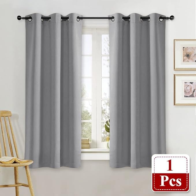 NICETOWN Blackout Curtain Blind for Bedroom Thermal Insulated Grommet Blackout Room Darkening Drape/Drapery (Single Panel, W42 x L63 inches, Silver Grey/Gray) - Image 2