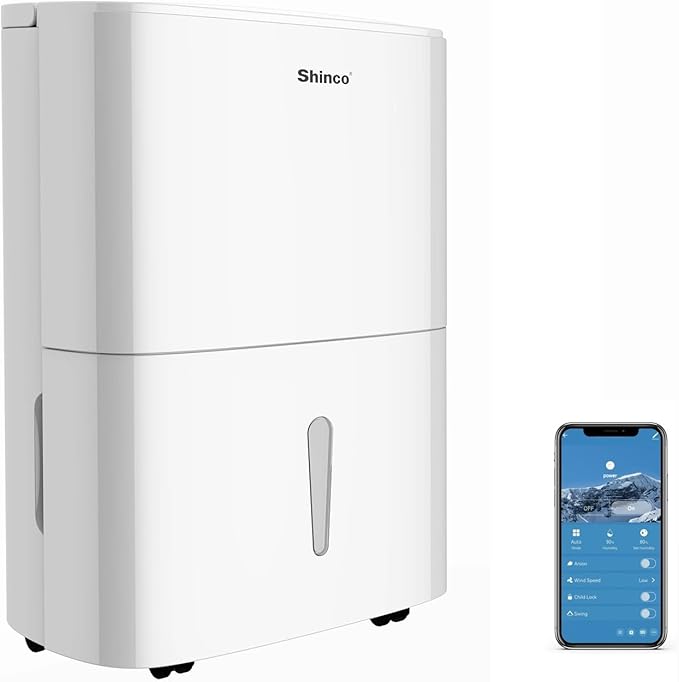 150 Pint Energy Star Dehumidifier with Pump and WIFI for Large Room/Basement (7,000 Sq.Ft) - Auto Drain Hose, Continuous Drainage, Auto Defrost - Quiet for Bedroom, Bathroom, Home & Commercial Use by ShincoAirConditionerDehumidifier