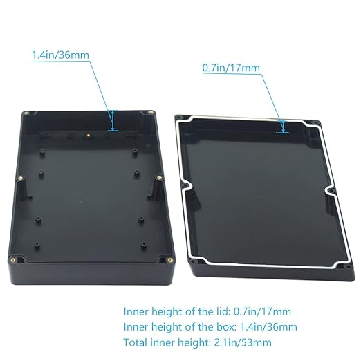 Junction Box, Zulkit Project Box IP65 Waterproof Outdoor Box ABS Plastic Electrical Boxes Electronic Enclosure Black 10.4 x 7.2 x 2.4 inch(263 x 182 x 60 mm)(Pack of 1) - Image 6