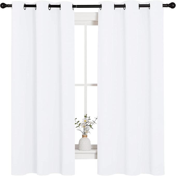NICETOWN White Window Curtain Panels - 50% Light Blocking Curtains for Bedroom & Dining Room Window (Set of 2, 42 inches x 63 inches) - Image 2