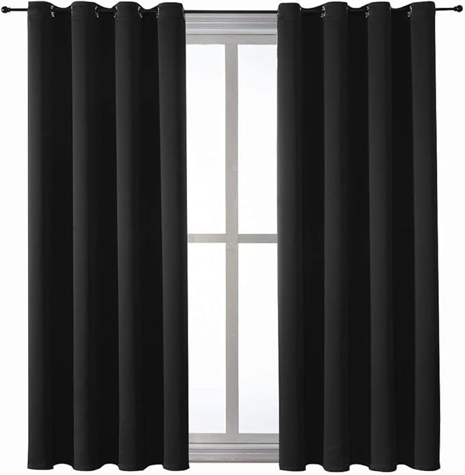 ChrisDowa Grommet Blackout Curtains for Bedroom and Living Room - 2 Panels Set Thermal Insulated Room Darkening Curtains (Black, 52 x 63 Inch) - Image 7