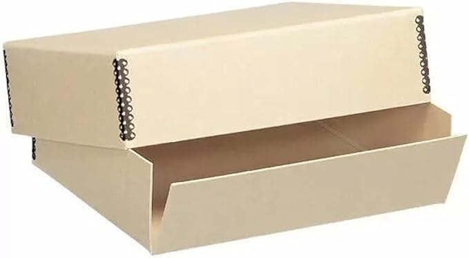 Lineco Museum Archival Storage Box, 11.75x17.75x1.5 in. Drop Front Design. Acid-Free with Metal Edge. Organize Photos, Pictures, Prints, Documents, Crafts, DIY. Tan, 1 Pack by Lineco