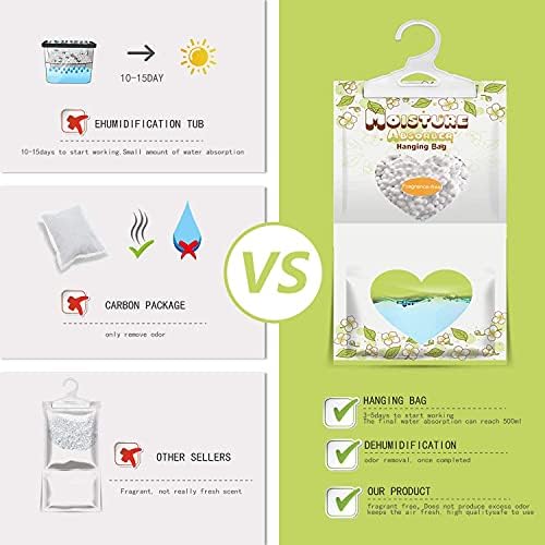16 Pack Moisture Absorber Hanging Bags,220g/Pack Fagrance Free Moisture Bag,Hanging Closet Dehumidifier Bags for Basement Closet Storeroom - Image 2