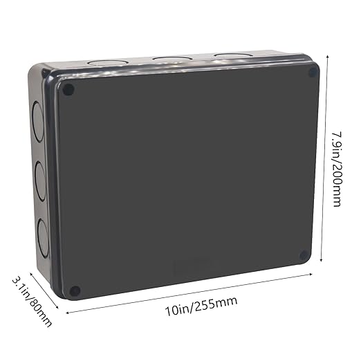 Junction Box, Reserved Holes Electrical Boxes Waterproof IP65 ABS Plastic Electrical Power Cord Enclosure Project Box Black 10 x 7.9 x 3.1 inch(255x200x80mm) - Image 2
