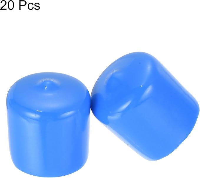 uxcell 20pcs Rubber End Caps 25mm ID Vinyl Round Tube Bolt Cap Cover Screw Thread Protectors Light Blue - Image 2