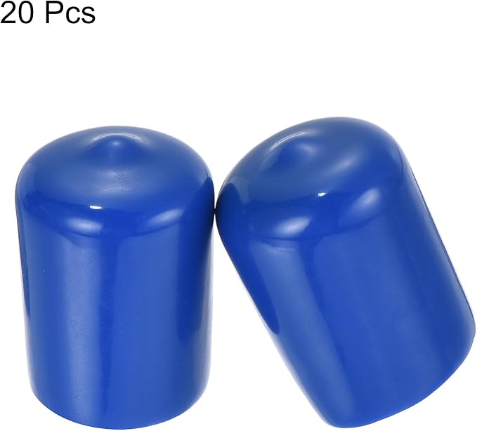 uxcell 20pcs Rubber End Caps 19mm ID Vinyl Round Tube Bolt Cap Cover Screw Thread Protectors Blue - Image 2