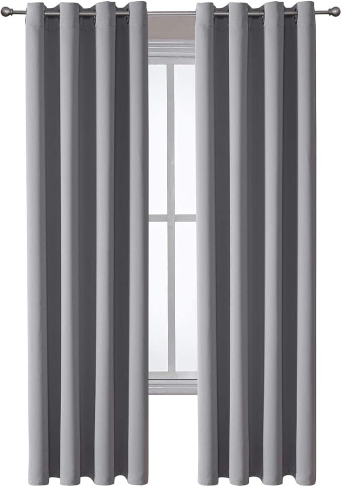 ChrisDowa Grommet Blackout Curtains for Bedroom and Living Room - 2 Panels Set Thermal Insulated Room Darkening Curtains (Light Grey, 52 x 84 Inch) - Image 7