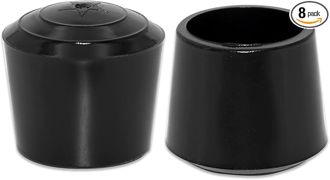 Flyshop 1", 25 mm, Patio Round Chair Leg Caps, Furniture Table Feet Covers Floor Protectors, Non-Marking Odourless Synthetic Rubber Legs Tips, 8 Pack, Black by Flyshop