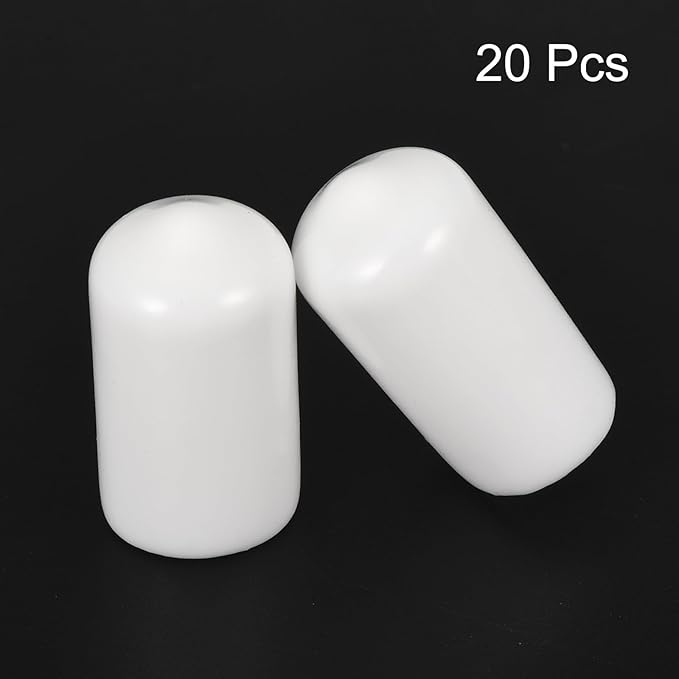 uxcell 20pcs Rubber End Caps 10mm ID Vinyl Round End Cap Cover Screw Thread Protectors White - Image 2