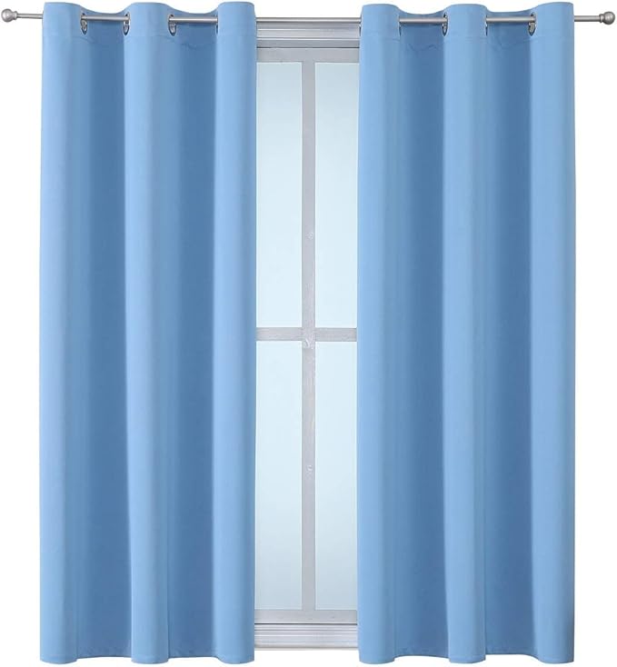 ChrisDowa Grommet Room Darkening Curtains for Bedroom and Living Room - 2 Panels Set Thermal Insulated Blackout Curtains (Sky Blue, 38W x 54L) - Image 7