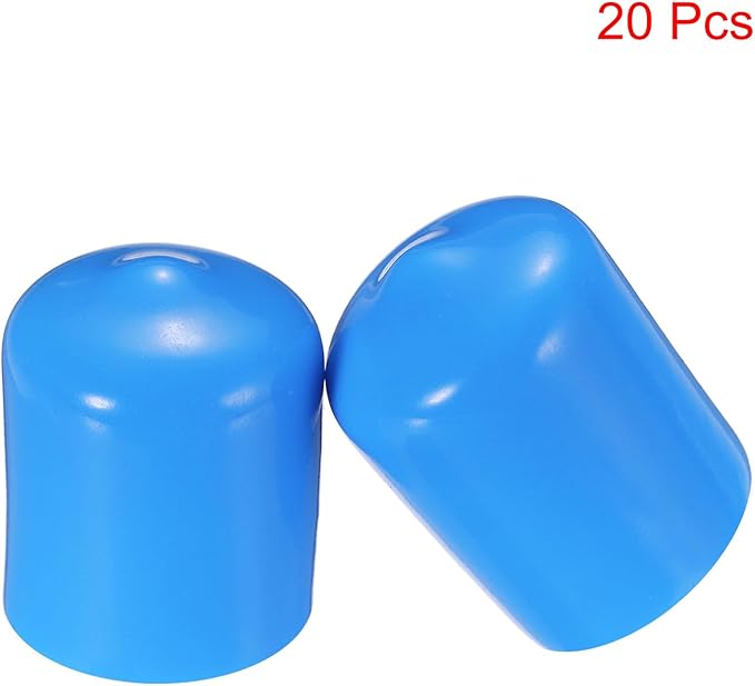 uxcell 20pcs Rubber End Caps 16mm(5/8") ID Vinyl PVC Round Tube Bolt Cap Cover Screw Thread Protectors,Light Blue - Image 2