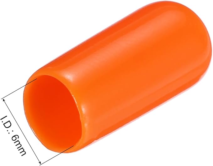 uxcell 20pcs Rubber End Caps 6mm(1/4") ID Vinyl PVC Round Tube Bolt Cap Cover Screw Thread Protectors,Orange - Image 3