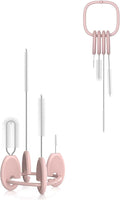 YOTIME Standing Straw Cleaner Brush Set, 4in1 Reusable Straw Brushes with Holder Ring, for Baby Bottles, Sippy Cups and Lids, Pink by YOTIME