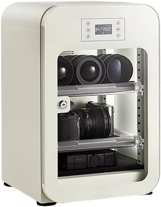 Electronic Dry Cabinet Box with Lock,Camera Lens Dry Cabinet 40L,Modern Camera Storage Box,Temperature Humidity LED Dual Screen,for Documents and Instruments,White by Unknown