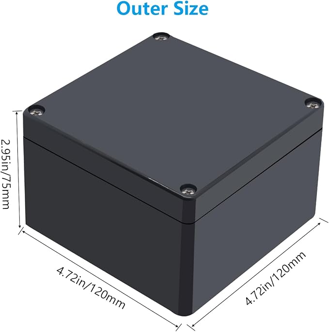 Project Box, Project Boxes Plastic Electric Project Case Junction Box Power Case for Electronic Project, Black 4.7 x 4.7 x 3 inch (120x120x75mm) - Image 2