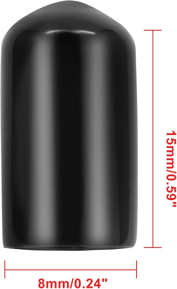 24 Pcs Round Rubber End Caps, 5/16" (8mm) ID Vinyl Flexible Screw Thread Protectors, Black Bolt End Caps for Metal Tubing Rod Bolt - Image 2